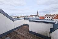 FERNBLICK, DACHGESCHOSS, 59 m2 Maisonette mit 13 m2 Terrasse, 2 Zimmer, Komplettküche, Duschbad, Parketten, Speckbachergasse