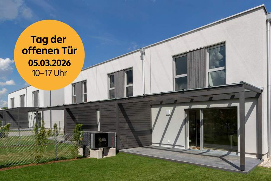 FRÜHJAHRSAKTION - TAG DER OFFENEN TÜR AM 05.03.2026 - PROVISIONSFREI - BELAGSFERTIG IN ZAUBERHAFTER GRÜNLAGE IN KREMS - GNEIXENDORF MIT BLICK AUF STIFT GÖTTWEIG - EXKLUSIVES WOHNEN, Haus-kauf, 437.000,€, 3500 Krems an der Donau(Stadt)