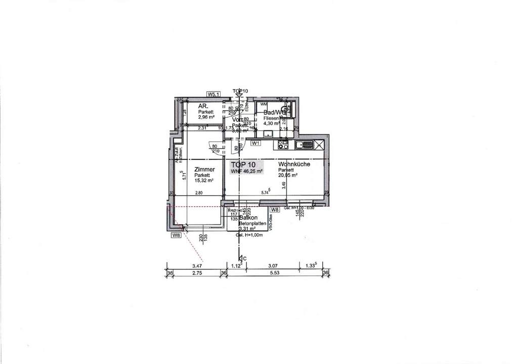 Gut aufgeteilte 2-Zimmer-Balkonwohnung inkl. Parkplatz zu vermieten!