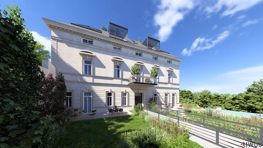 Historische Villa Seutter | sanierungsbedürftige 3 Zimmer-Gartenwohnung mit Atrium in Grünruhelage nähe U-Bahn | 4,40m Raumhöhe