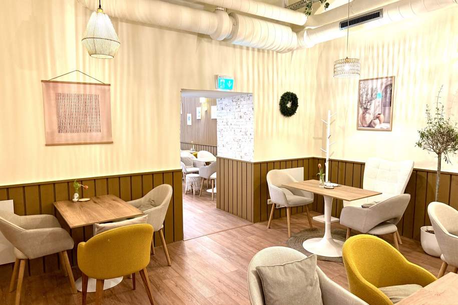Charmantes Café-/Gastronomielokal im 1. Bezirk mit mediterranem Konzept, Gewerbeobjekt-miete, 3.367,00,€, 1010 Wien 1., Innere Stadt