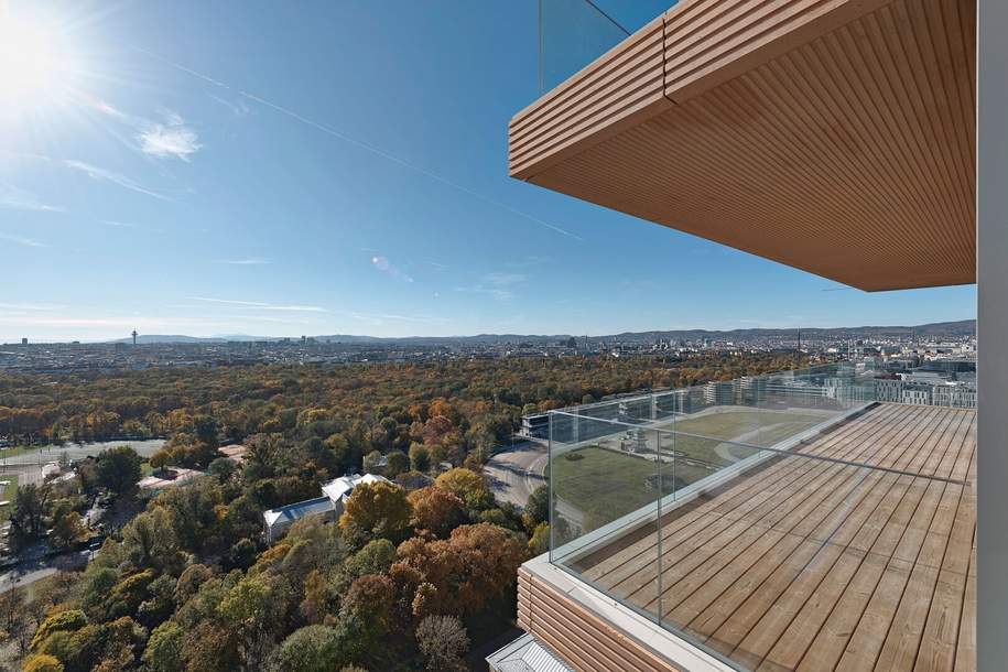 BESSER als in NYC beim Central Park! UNVERBAUBARER WEITBLICK über PRATER und DONAU vom 25. Stock! Eckwohnung mit Traumterrassen und Wintergarten!, Wohnung-kauf, 2.890.000,€, 1020 Wien 2., Leopoldstadt