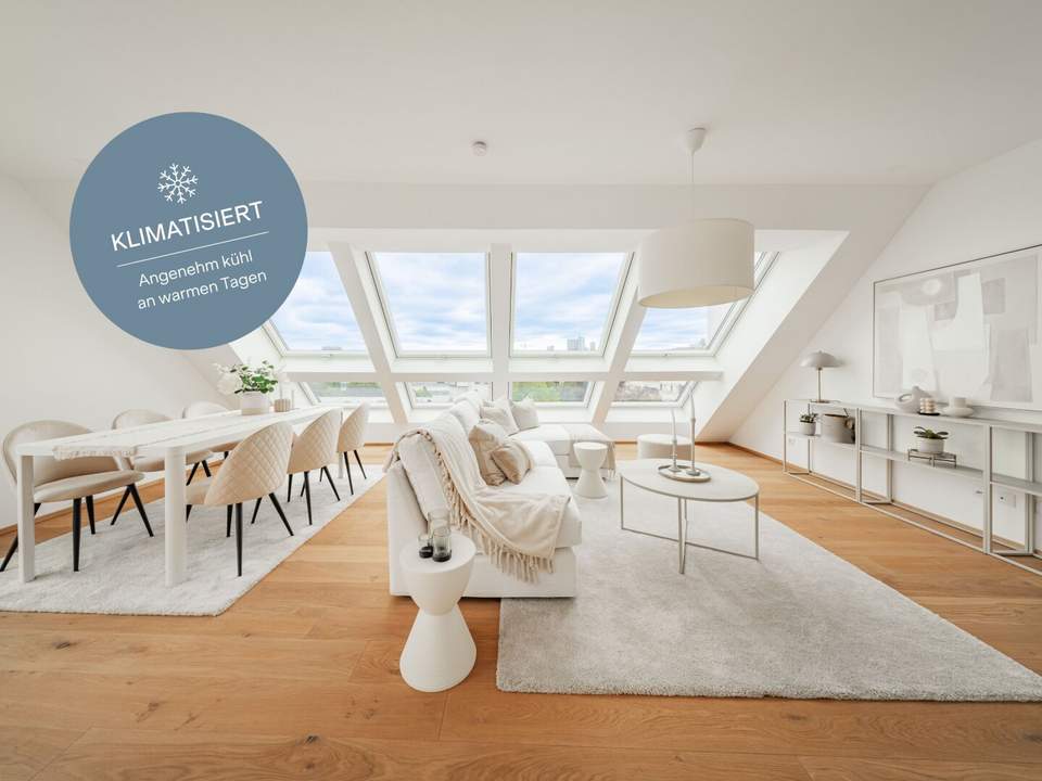 Klimatisiertes Penthouse | Urban & Mittdendrin. Dachterrassentraum in urbaner Lage mit Spitzenanbindung in die Innenstadt