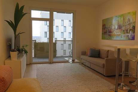 Möblierte Traumwohnung mit 2 Zimmern und einem ca. 14 m² großen Balkon im exklusiven Teil des Sonnwendviertels, Wohnung-miete, 1.500,00,€, 1100 Wien 10., Favoriten