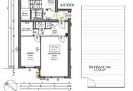 Sonnendeck-Terrasse im Innenhof, traumhafte 2-Zimmer Neubauwohnung