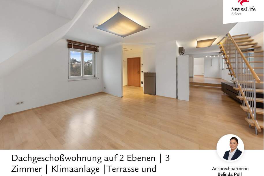 Dachgeschoßwohnung auf 2 Ebenen | 3 Zimmer | Klimaanlage | Terrasse und Balkon, Wohnung-miete, 2.238,00,€, 1180 Wien 18., Währing