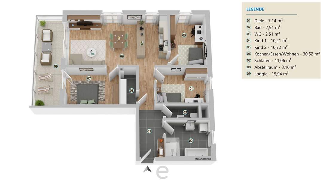 Schlüsselfertige 4-Zimmer-Neubau-Wohntraum mit großer Loggia &amp; 2 TGP in Schleißheim