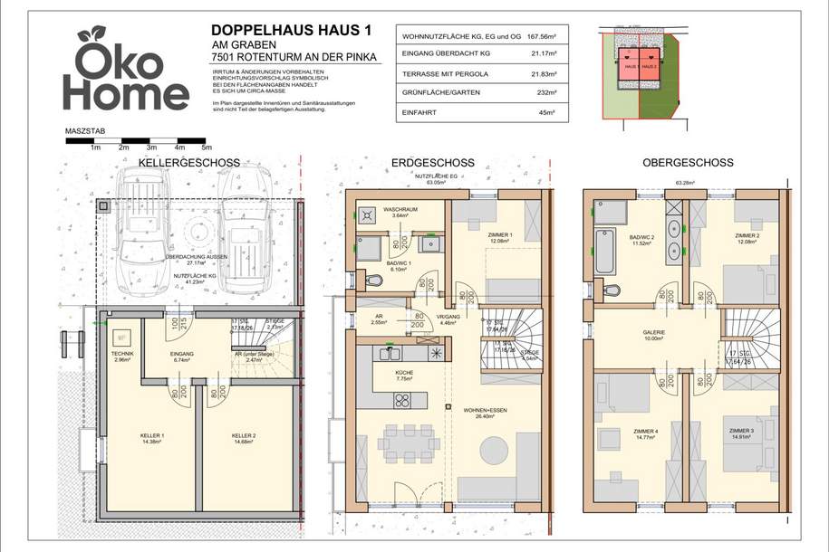 Erstbezug! Doppelhauhälfte mit 5 Zimmern und tollem Garten zu verkaufen!, Haus-kauf, 425.000,€, 7501 Oberwart