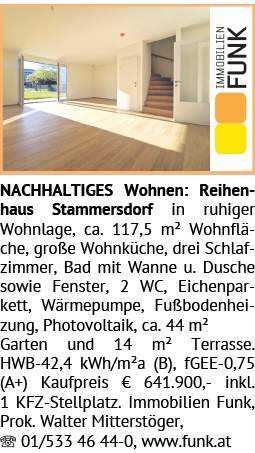 NACHHALTIGES Wohnen: Reihenhaus Stammersdorf in ruhiger Wohnlage, ca. 117,5 m² Wohnfläche, groß