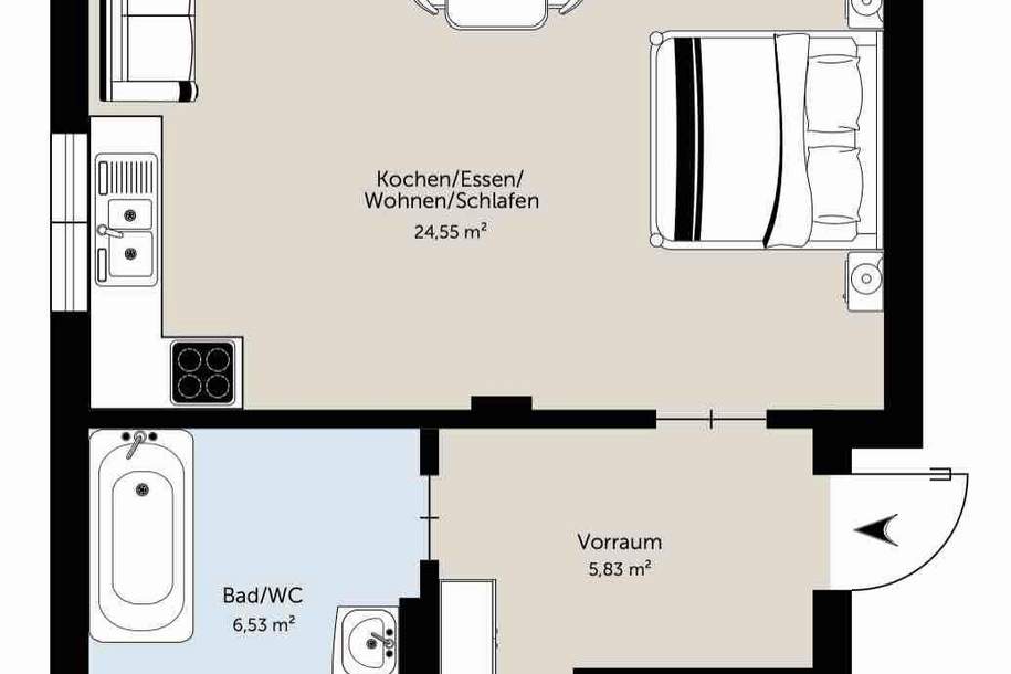 Sonnige Kleinwohnung 36,46m² verfügbar!, Wohnung-miete, 560,59,€, 8055 Graz(Stadt)