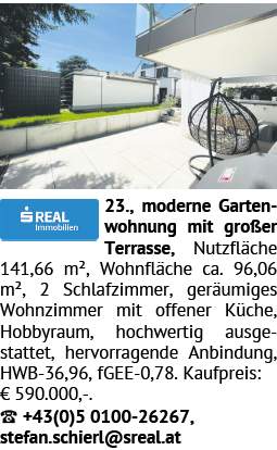 moderne Gartenwohnung mit großer Terrasse, Nutzfläche 141,66 m², Wohnfläche ca. 96,06 m²,