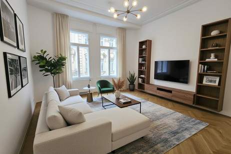 Stilvolle 146 m² Altbauwohnung mit 4 Zimmer + Wohnküche - Fischgrätparkett & Balkon in Bestlage, Wohnung-miete, 3.269,79,€, 1040 Wien 4., Wieden