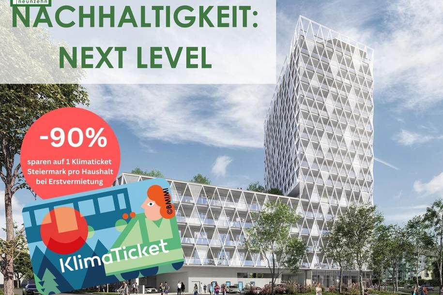 Urbaner Wohntraum über den Dächern von Graz – Sichern Sie sich Ihre Erstbezugswohnung mit Weitblick, Wohnung-miete, 799,00,€, 8020 Graz(Stadt)
