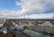 TOP-Ausblick: City mit Stephansdom, Donaukanal, Prater. Concierge, Party & BBQ Lounge, Pool usw.
