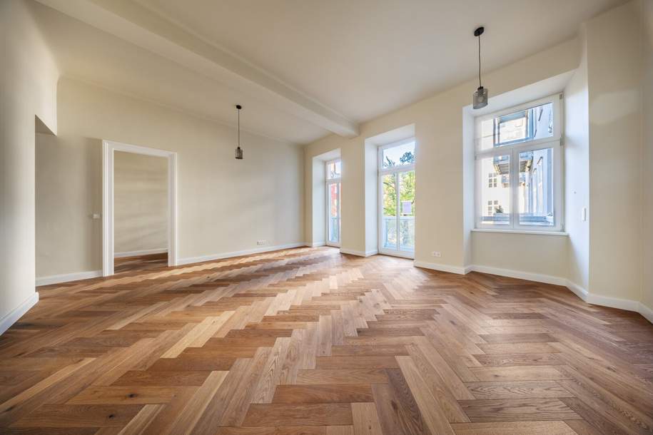 Großer BALKON mit 14,5 qm und Blick in den begrünten Innenhof! Generalsanierter 3-Zimmer-Altbau mit 2 Bädern!, Wohnung-kauf, 990.000,€, 1040 Wien 4., Wieden