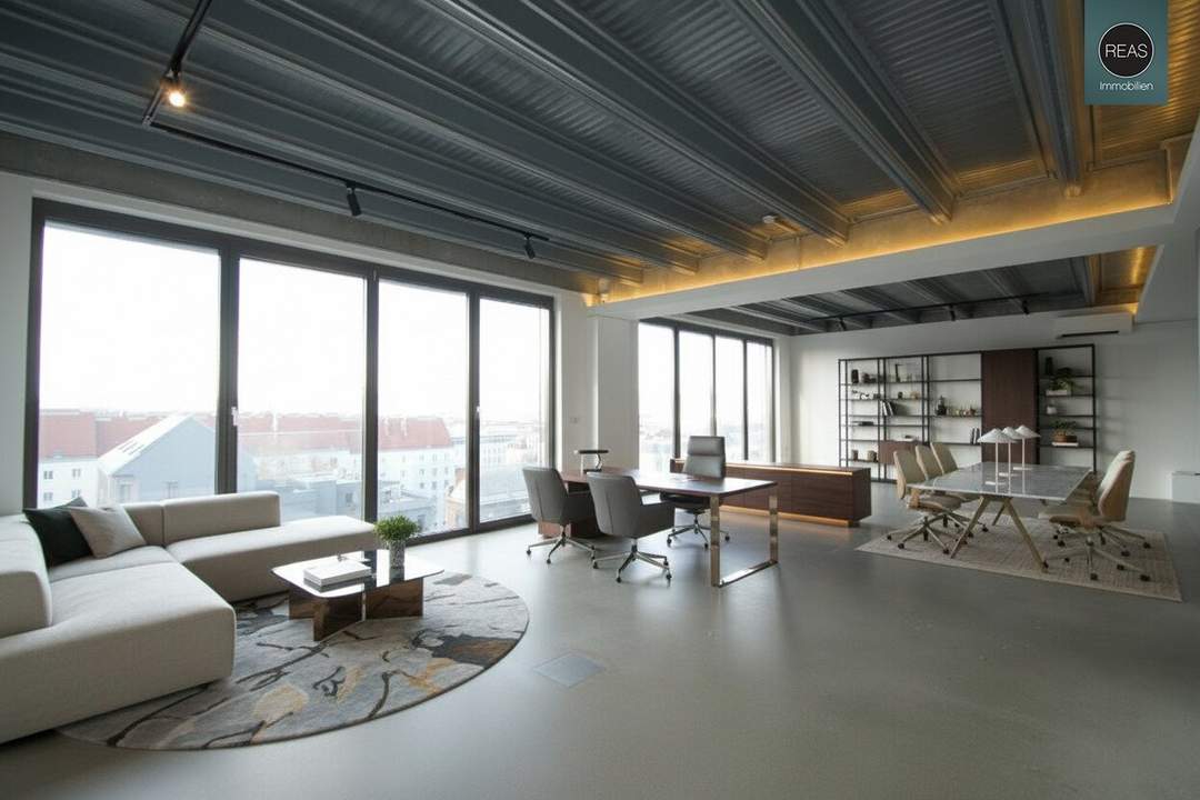 The View! Penthouse Loft mit Dachterrasse samt Wien-Panorama-Blick in der Brotfabrik Wien!