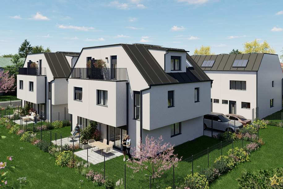 IN BAU! NÄHE GYM SIMONSGASSE. 5 ZIMMER-ZIEGELHAUS. KELLER. 90m² GARTEN. PHOTOVOLTAIK. TOP AUSSTATTUNG. PROVISIONSFREI für den Käufer., Haus-kauf, 649.000,€, 1220 Wien 22., Donaustadt