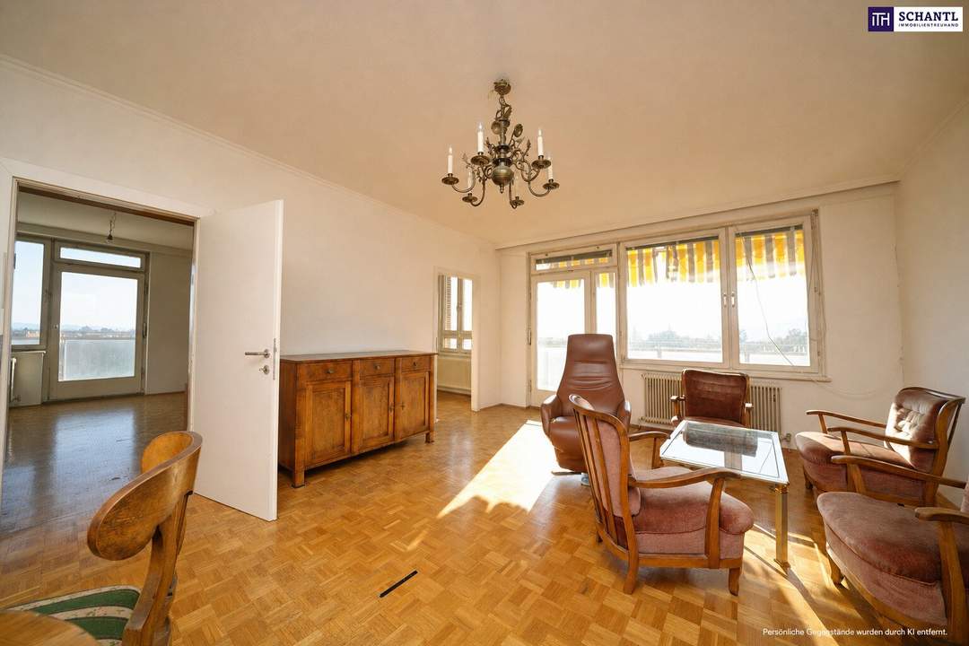 SKYLINE-FEELING ÜBER DEN DÄCHERN VON GRAZ! Großzügige 4-Zimmer-Wohnung mit 3 Balkonen in Bestlage mit unverbaubarem Fernblick