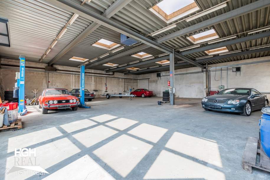 2325 Himberg Großes Grundstück mit heller beheizter HALLE, Außenfläche und bestandsfreiem Mehrparteienhaus mitten in Himberg, Gewerbeobjekt-kauf, 950.000,€, 2325 Bruck an der Leitha