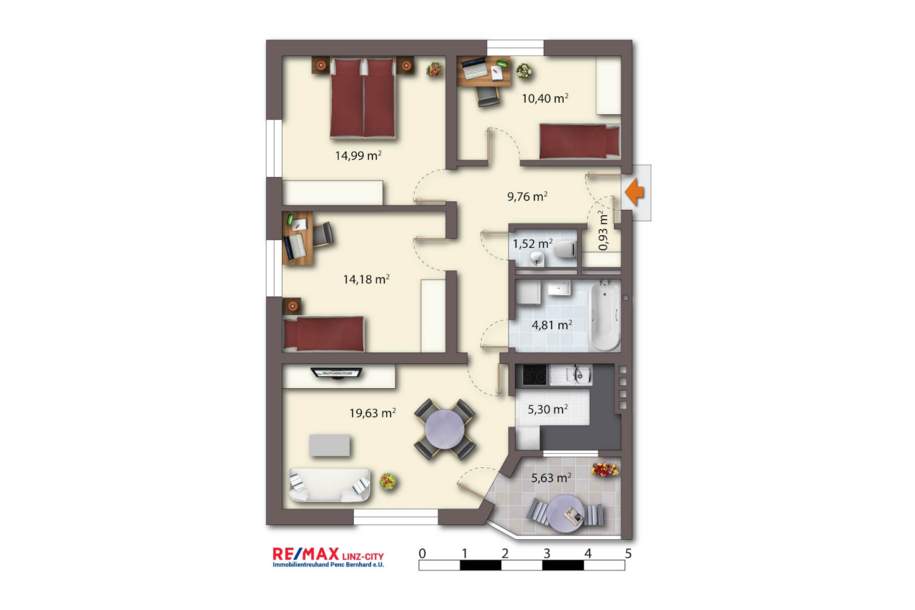 4-Zimmer Wohnung im 3ten Stock mit Lift und Tiefgarage, Wohnung-kauf, 195.000,€, 4310 Perg