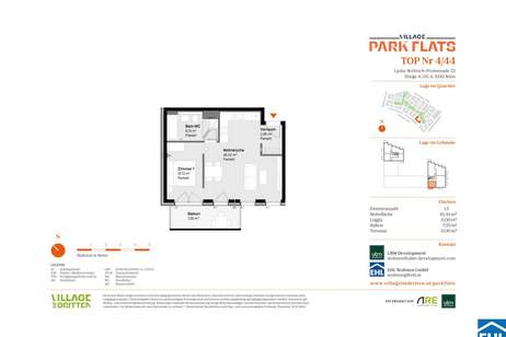 Parknähe und Urbanität vereint: Die PARK FLATS, Wohnung-kauf, 184.000,€, 1030 Wien 3., Landstraße