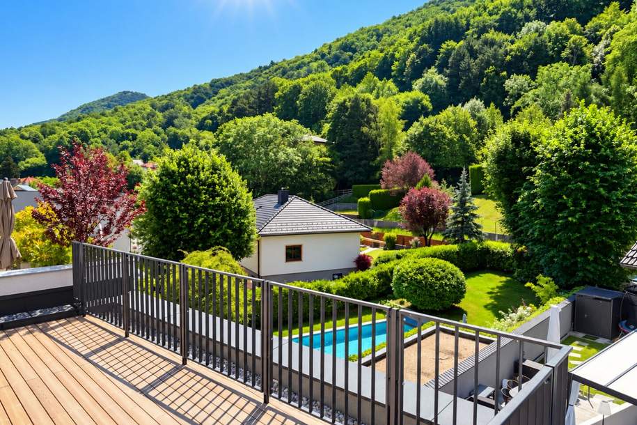 MODERNE ERSTBEZUG HÄUSER mit Grün- & Weitblick | Nähe Wien I Panorama-Dachterrasse & Garten I 2 überdachte Stellplätze I Luftwärmepumpe & Smart Home, Haus-kauf, 649.000,€, 2391 Mödling