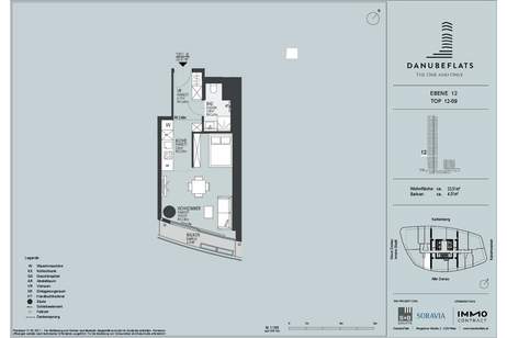 NEU: Modernes Studio mit Cityblick direkt an der Neuen Donau, Wohnung-kauf, 394.900,€, 1220 Wien 22., Donaustadt