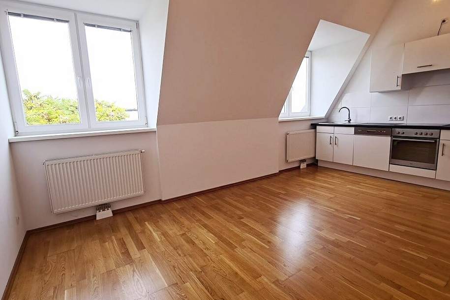 TÜRKENSCHANZPARK, Gregor-Mendel-Straße, 43 m2 Dachgeschoß, 2 Zimmer, Komplettküche, Duschbad, Parketten, Ruhelage, Wohnung-miete, 859,20,€, 1190 Wien 19., Döbling