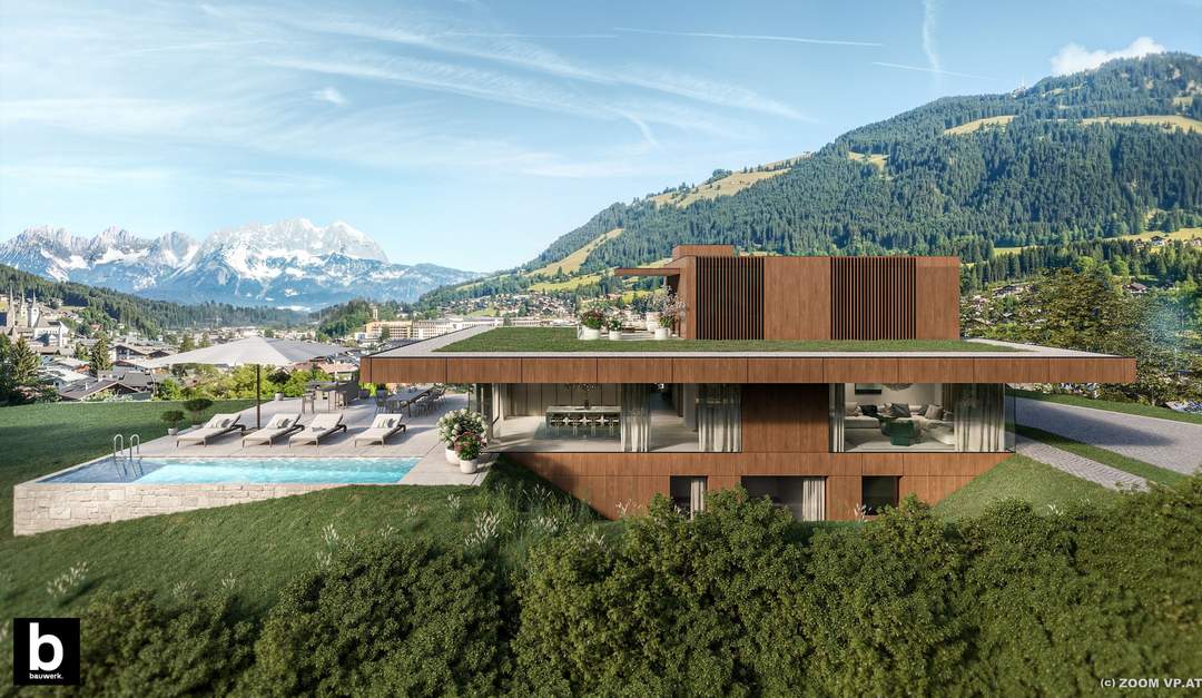 Alleinlage mit Panoramablick und dennoch im Zentrum - Grundstück mit Baugenehmigung in Kitzbühel