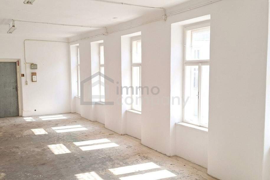 Helles Ateler/Büro/Freizeit-Loft 116m² mit Stellplatz & Grünblick in 1150 Wien, Gewerbeobjekt-miete, 881,82,€, 1150 Wien 15., Rudolfsheim-Fünfhaus