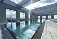 U1 Kagran - Blick über Wien - Loggia - Fitnessraum - Deckenkühlung - Sauna - Pool am Dach