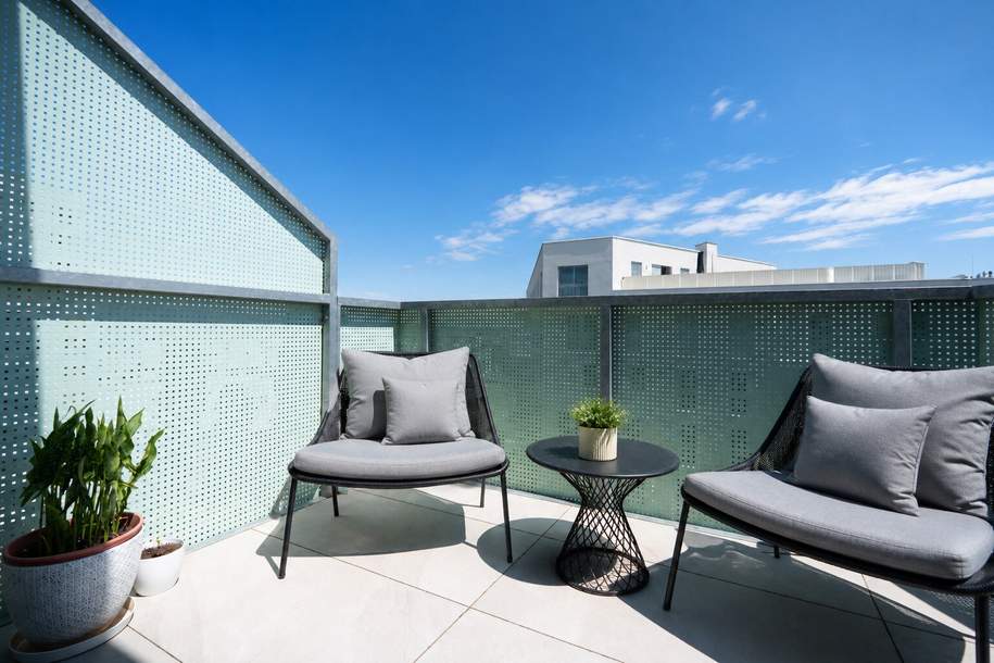 STARK PREISREDUZIERT | Dachterrasse m. Pergola, Garten u. privaten Zugang zum Rooftop-Pool | Familienfreundliche Anlage | DAN Küche l Tiefgarage, Wohnung-kauf, 589.000,€, 1210 Wien 21., Floridsdorf