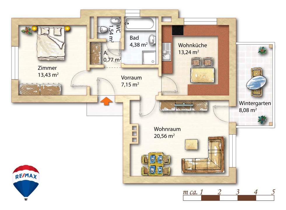 Gut erhaltene Wohnung mit Charme – inkl. Wintergarten & Tiefgarage in Top Lage