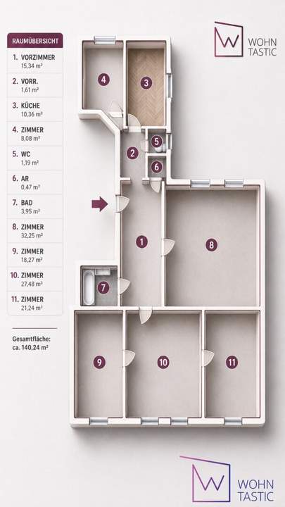 Vermietete Eigentumswohnung mit ca. 140 m² – Bestandsobjekt für Anleger
