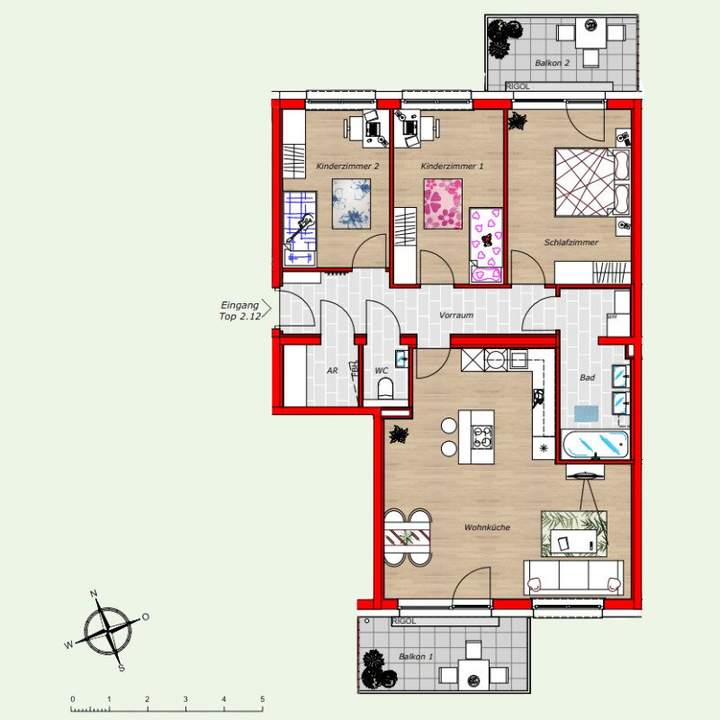 Ruhige 4-Zimmer-Wohnung im ziegelmassivem Energiesparhaus | 2 Balkone, Kellerabteil &amp; 2 Parkplätzen