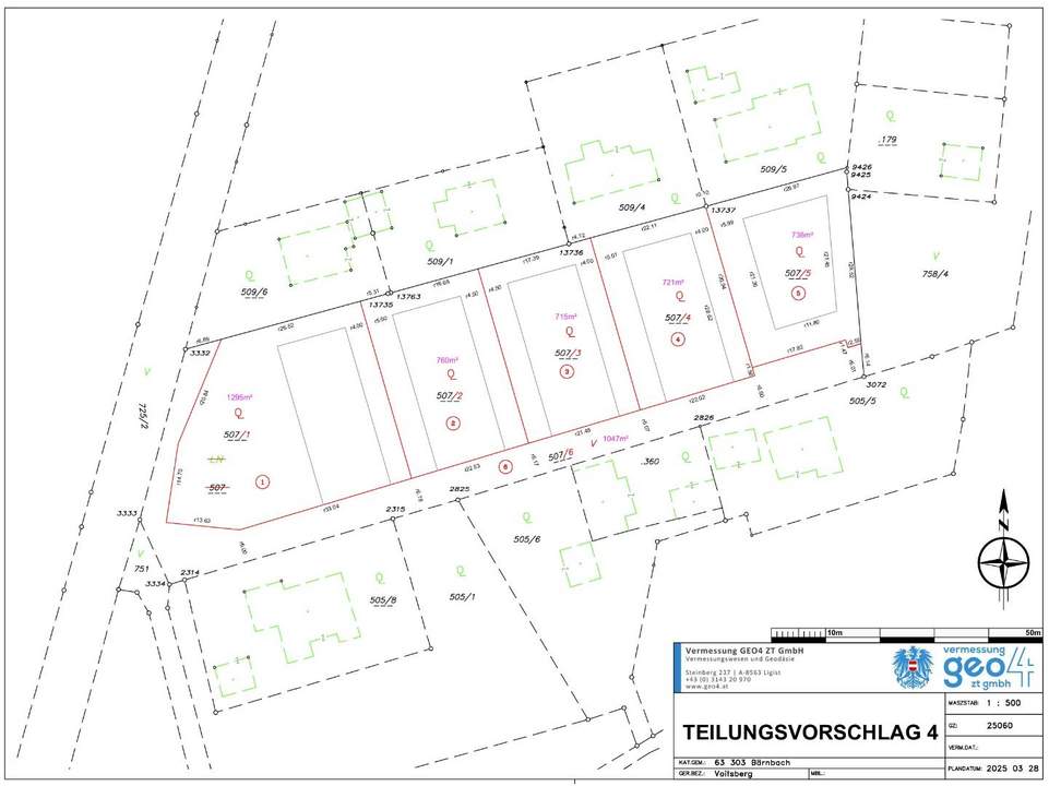 Baugrundstücke in sonniger Lage, eben und voll aufgeschlossen, zentral in Bärnbach!