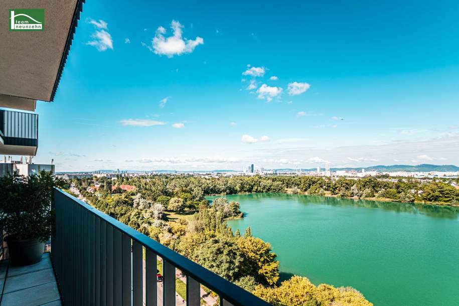 Bestlage am Wasser - direkt beim Hirschstettner Badeteich mit vermutlich der besten Aussicht Wiens! Ein Balkon zum Verlieben!, Wohnung-kauf, 499.000,€, 1220 Wien 22., Donaustadt