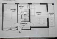 MIETE! Komplett renovierte Zwei-Zimmerwohnung im 3. Liftstock mit sonniger Loggia!