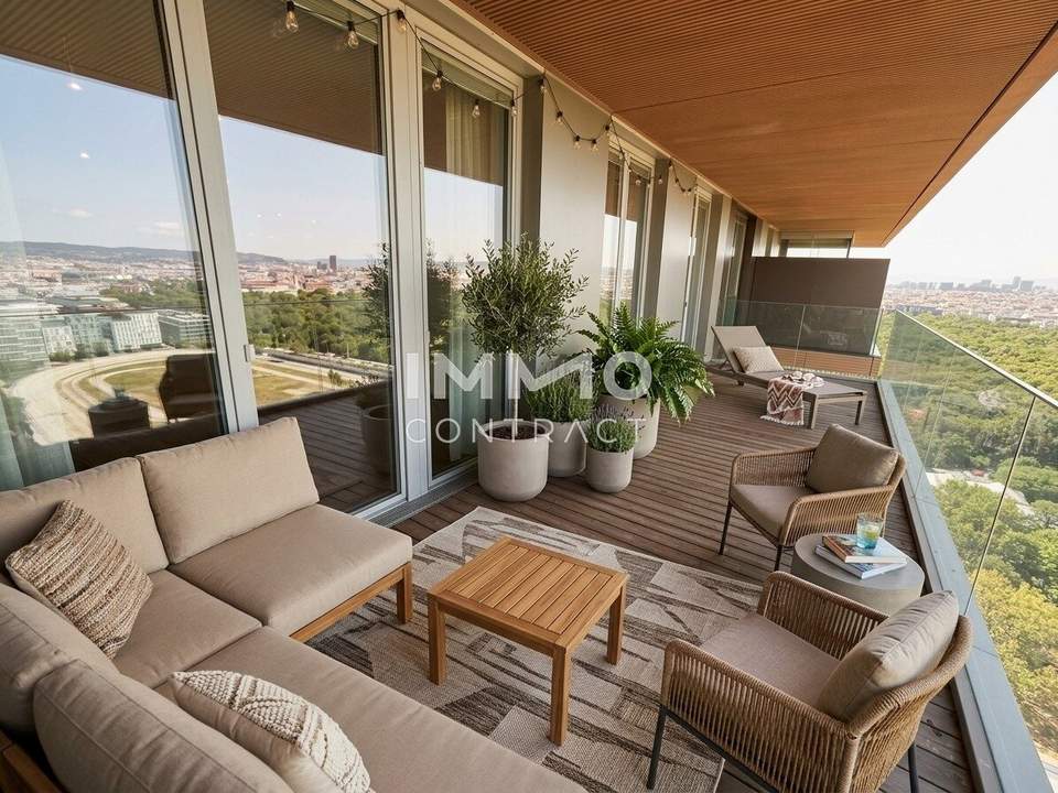 Exklusive 2-Zi-Penthouse-Wohnung mit Balkon & Traumblick in 1020 Wien – Infinity Pool + Concierge + Fitness etc. vorhanden
