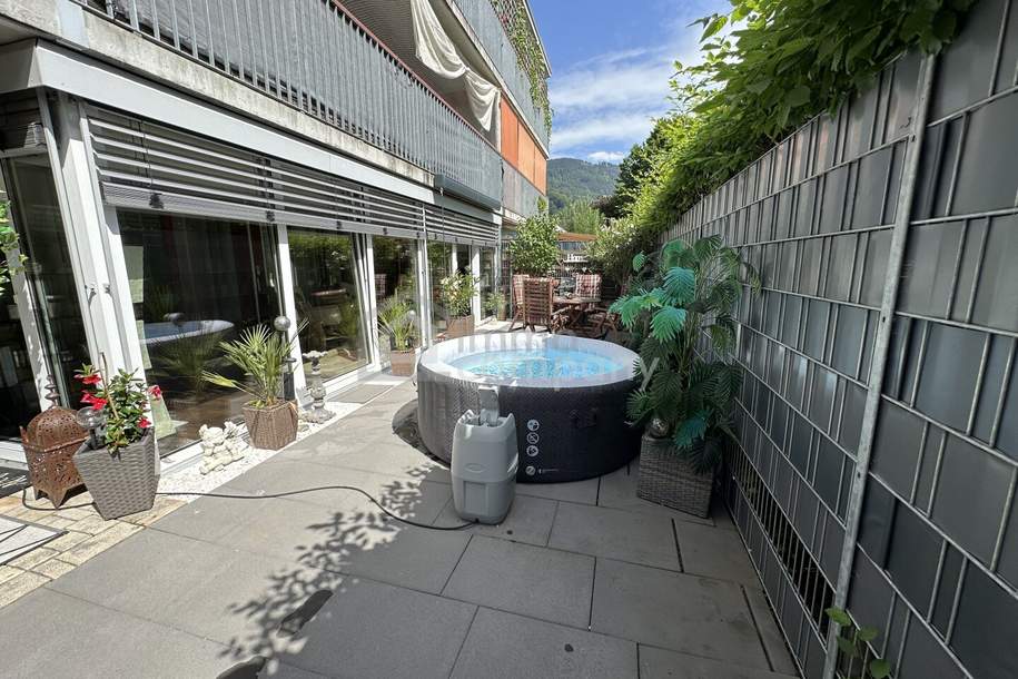 DORNBIRN-Gartenwohnung/Terrassenwohnung, ca. 57 m2 plus beheizter, ganzjährig nutzbarer Wintergarten ca. 19 m2, wie ein 2. Wohnzimmer, inkl. 1 TG, direkter Zweit-Zugang über die Terrassenanlage, verschließbares Gartentor., Wohnung-kauf, 395.000,€, 6850 Dornbirn