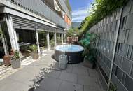 DORNBIRN-Gartenwohnung/Terrassenwohnung, ca. 57 m2 plus beheizter, ganzjährig nutzbarer Wintergarten ca. 19 m2, wie ein 2. Wohnzimmer, inkl. 1 TG, direkter Zweit-Zugang über die Terrassenanlage, verschließbares Gartentor.