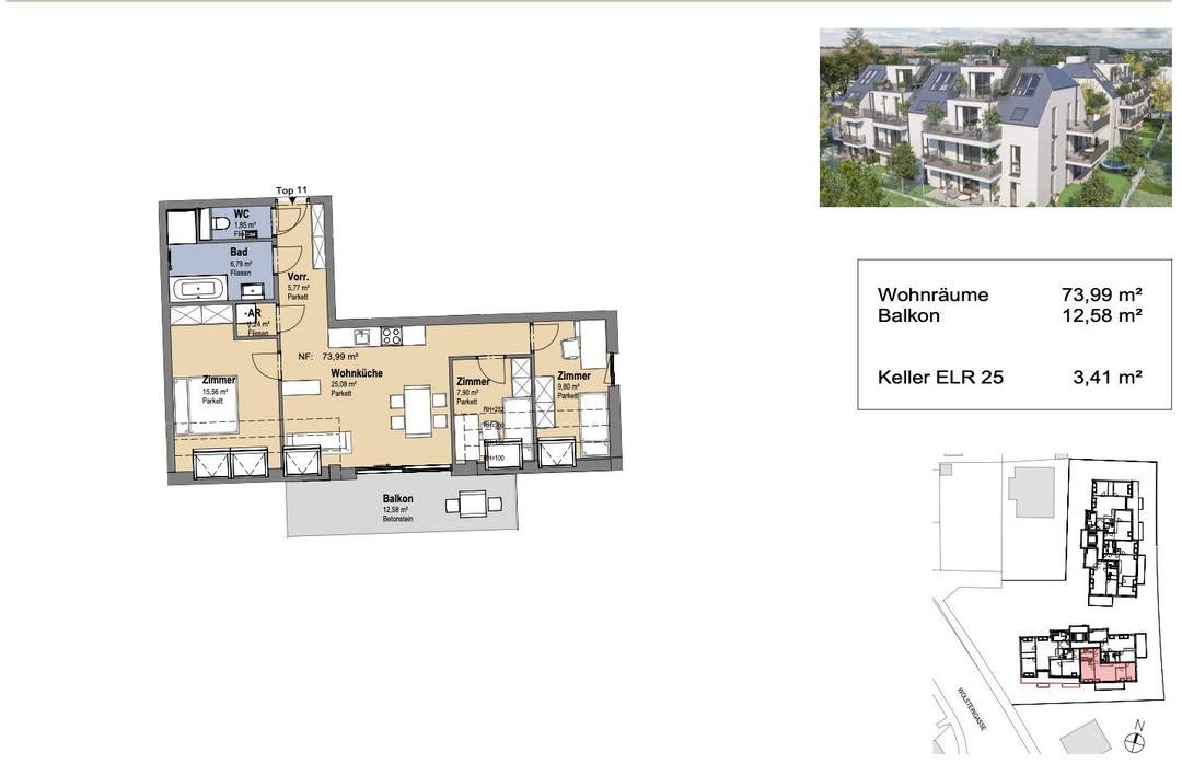 Neues Projekt in der Schwarzelackenau beim Marchfeldkanal - noch 18 Einheiten verfügbar!