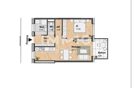 1. MONAT MIETFREI TOP 2-ZIMMERWOHNUNG MIT BALKON, Wohnung-miete, 749,00,€, 8020 Graz(Stadt)