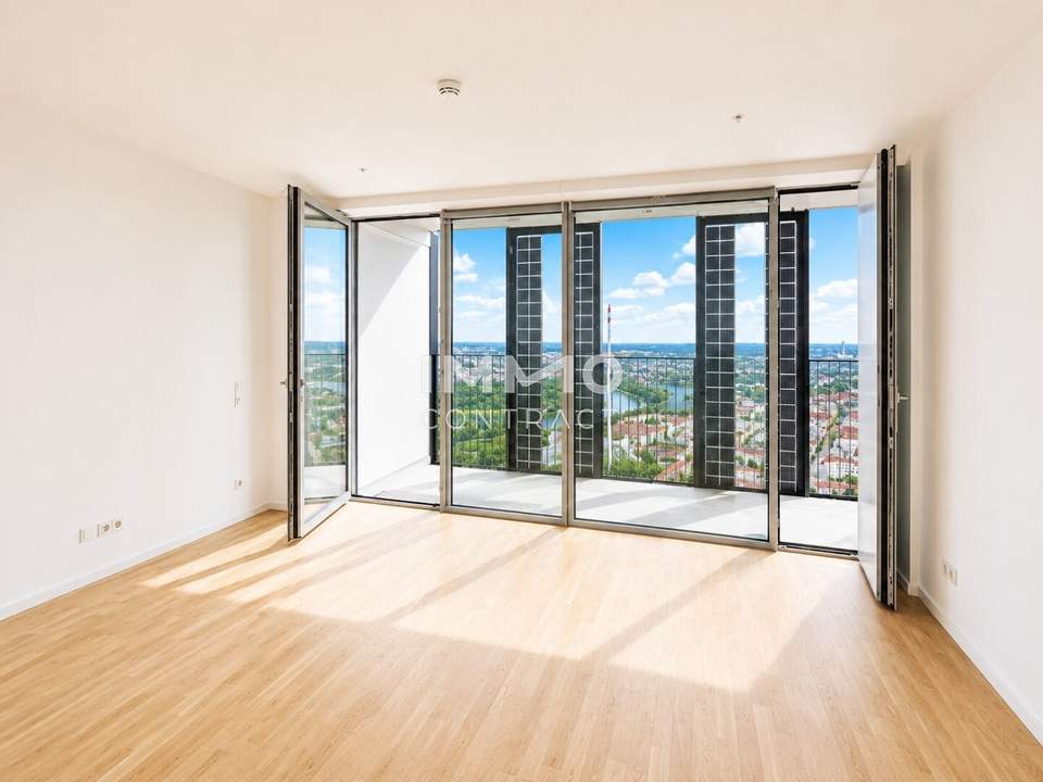 DC2 Tower: 43. Etage - Erstbezug mit 14m2 Loggia – Stilvolle 2-Zimmer-Wohnung