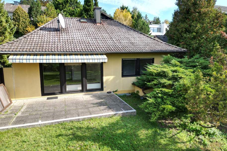 Sonniger Bungalow mit südseitigem Garten inkl. Fernsicht &amp; Pool | neue Einbauküche | Klima | voll unterkellert, Haus-miete, 1.200,00,€, 2123 Mistelbach