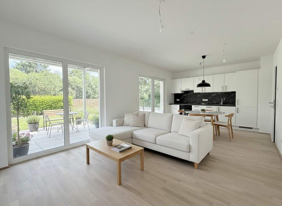 Erstbezug! Schöne Dreizimmerwohnung mit Garten