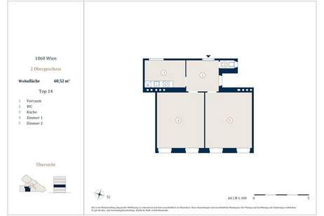 Unbefristet vermietete 2-Zimmer Wohnung, Nähe Westbahnhof, Wohnung-kauf, 254.000,€, 1060 Wien 6., Mariahilf