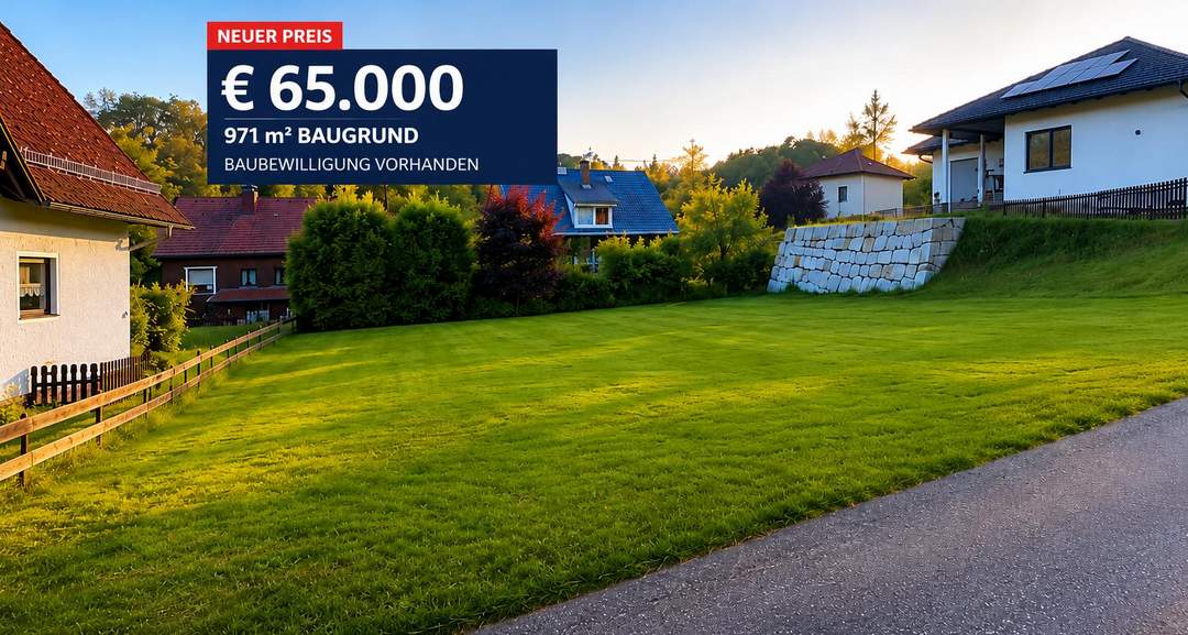 NEUER PREIS: 971 m² Baugrund mit genehmigtem 185-m²-Hausprojekt – nur € 65.000.MEHR ALS NUR EIN GRUNDSTÜCK – IHR NEUES ZUHAUSE IST BEREITS GEPLANT