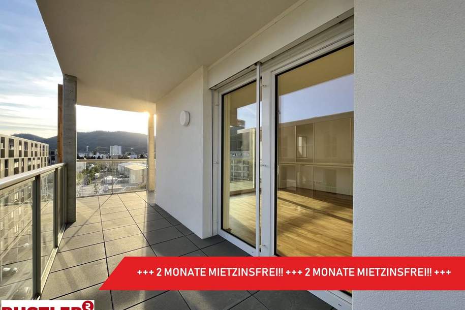 2 MONATE MIETZINSFREI!! - 2-Zimmerwohnung mit großem Balkon - WESTAUSRICHTUNG, Wohnung-miete, 819,62,€, 8020 Graz(Stadt)