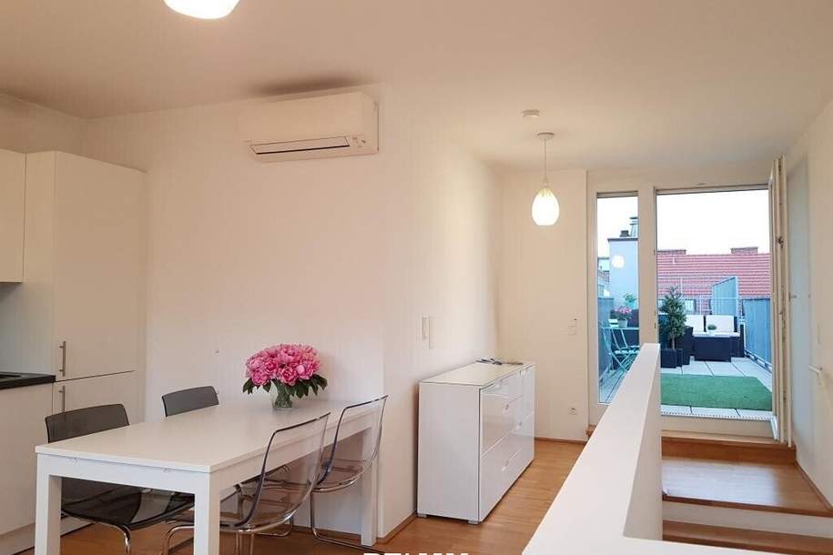 Möblierte 2-Zimmer-Dachgeschosswohnung mit Terrasse nahe U1 Kagran, Wohnung-miete, 1.390,00,€, 1220 Wien 22., Donaustadt